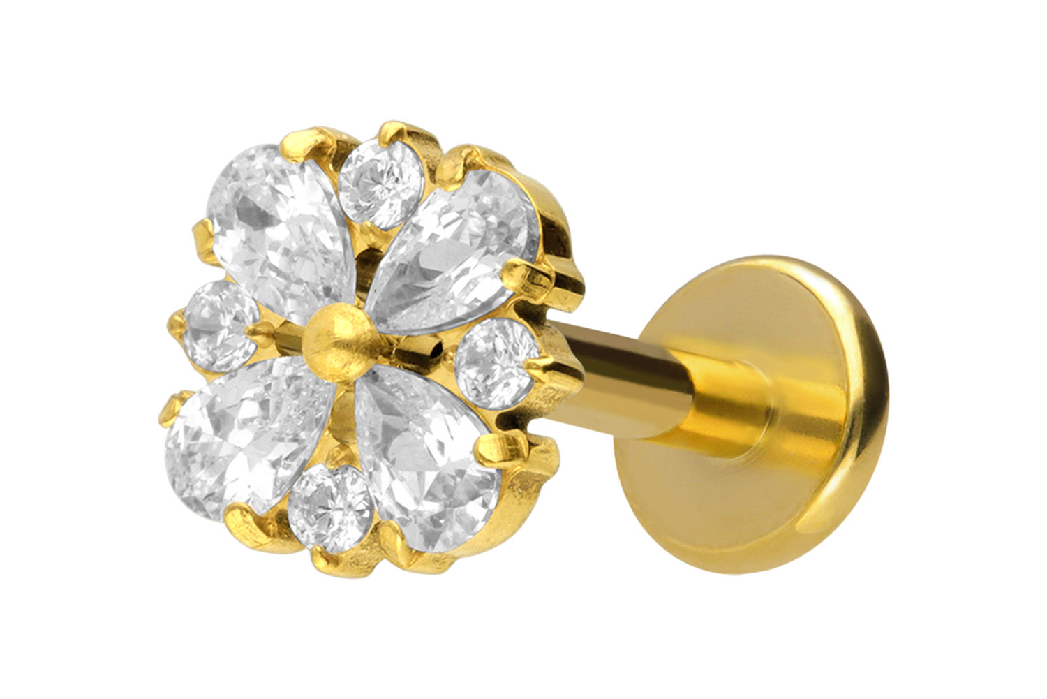 Titan Labret Piercing mit Innengewinde KRISTALLORNAMENT